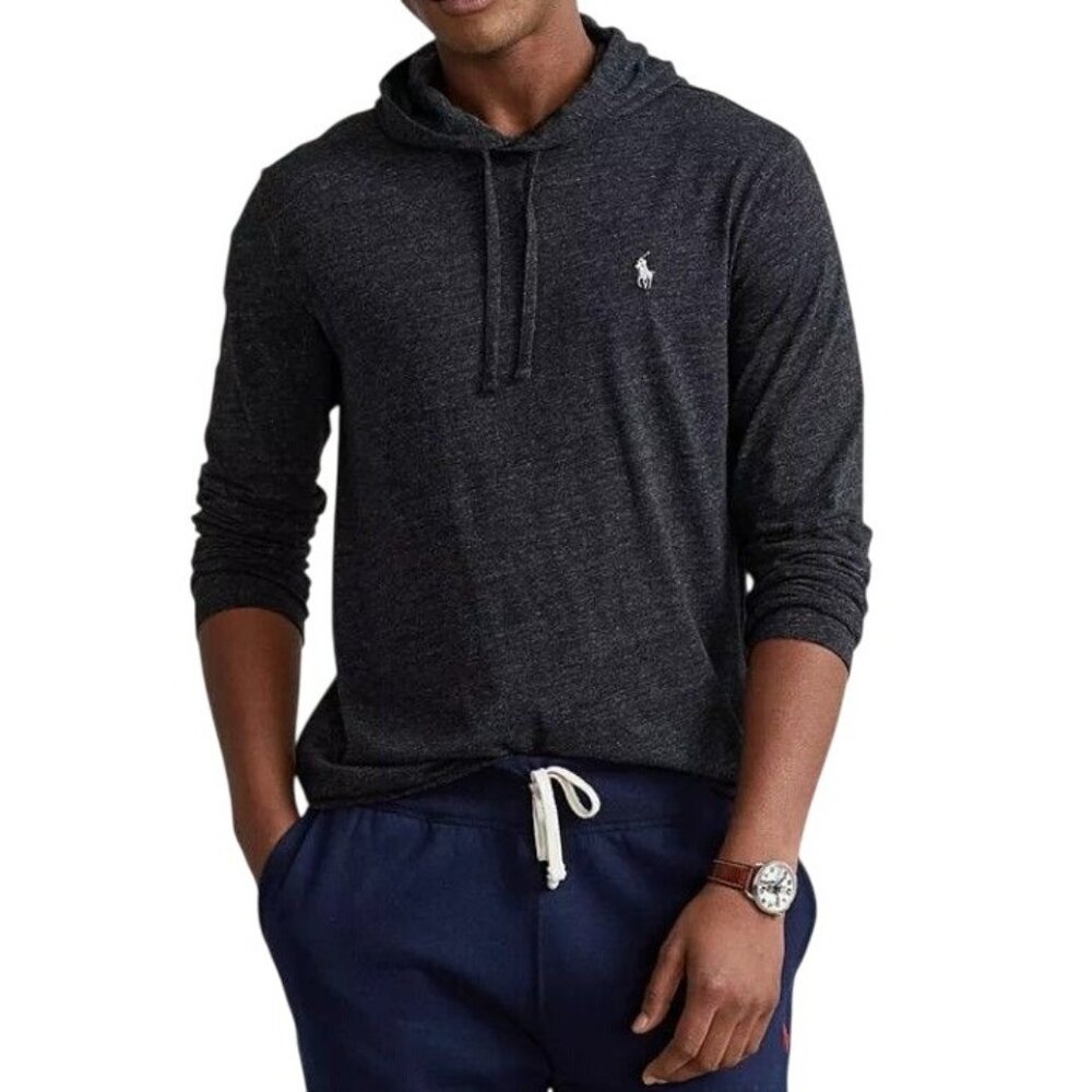 Polo Ralph Lauren Men's Jersey Hooded T-Shirt 3XLT Black Heather Cotton Casual